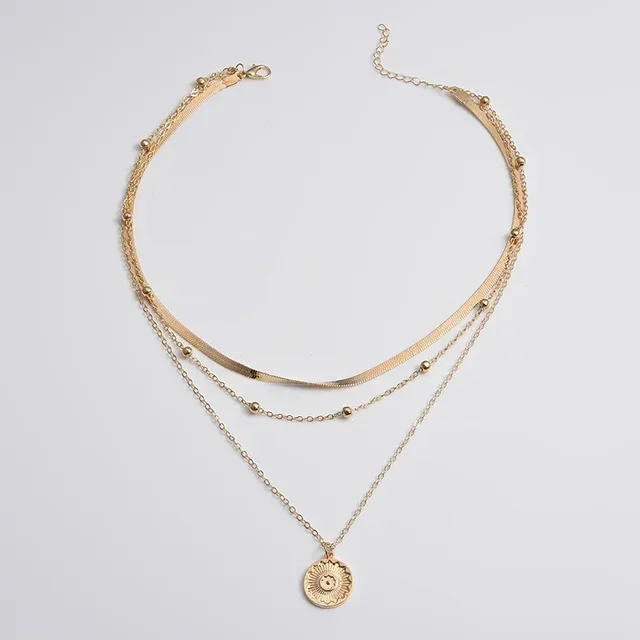 Collier rond à trois couches en argent Sterling 925 pour femmes, chaîne serpent Simple, breloque boule, cadeau de fête, bijoux exquis pour femmes