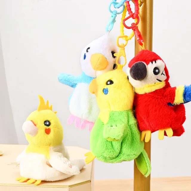Cute Electric Screams Parrots Moving Wings Plush Stuffed Doll Simulation Parrot Bird Animal Bag Keychain Pendant Decoration Toy 5