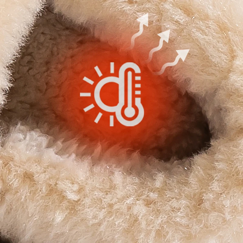 Cute Cartoon Lamb Cotton Slippers Women Indoor Warm Thicken Plush Home Slippers Woman Comfortable Non Slip Fluffy Slides Female