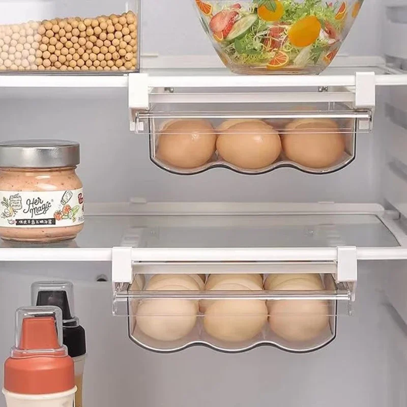 Wall-mounted Refrigerator Drawer Egg Storage Space-saving Kitchen Drawer-type Frozen Egg Divider Hanging Organization Artifact