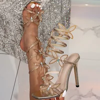 Eilyken Elegant Design Crystal Butterfly-knot Ankle Strap Woman Sandals Sexy Open Toe Thin High Heels Stripper Party Pumps Shoes - Image 5