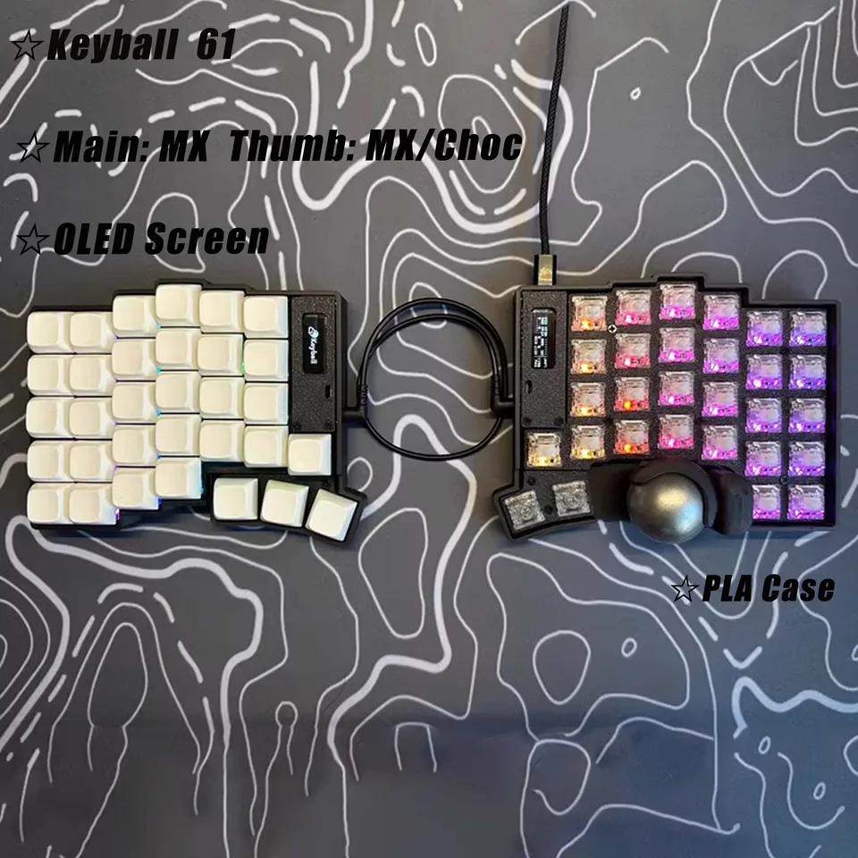 Keyball 39/44/61 Split Keyboard Kit No Trackball OLED Screen