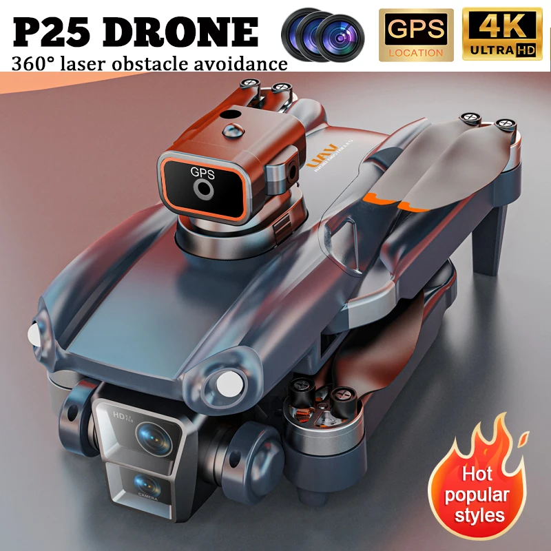 2024 P25 FPV 드론, 4K HD ESC 3 카메라, 360 ° 레이저 장애물 회피, 브러시리스 파워 GPS 리턴 RC 쿼드콥터 드론 장난감, 신제품