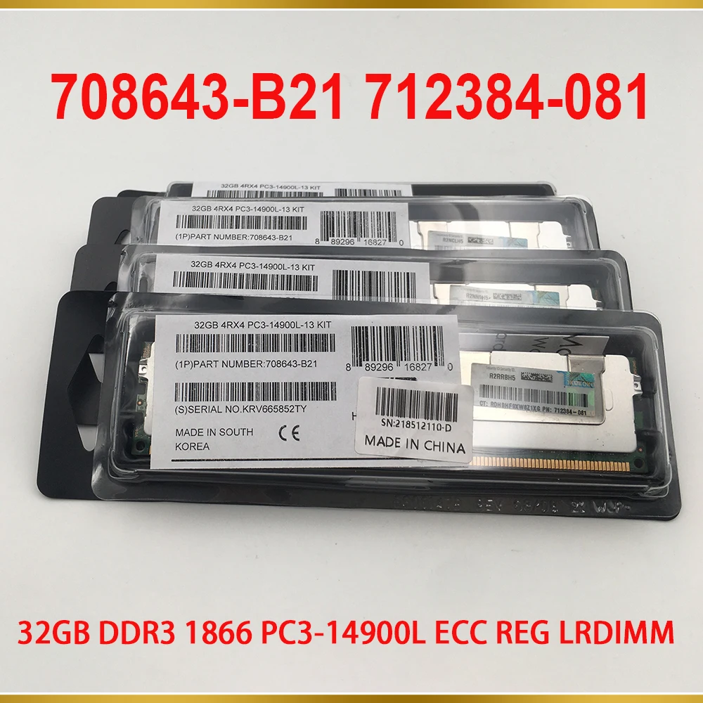1PCS Server Memory For HP 708643 B21 712384 081 715275 001 32GB DDR3 1866 PC3 14900L