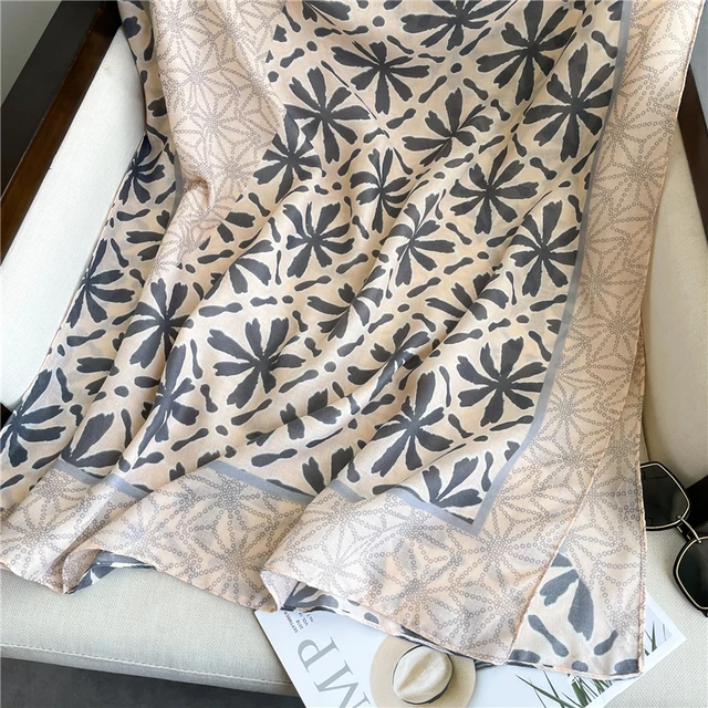Design Print Cotton Linen Scarf for Women Fashion Autumn Shawl Wraps 180*90cm Beach Stoles Hijab Foulard Echarpe Bandana 2022 5
