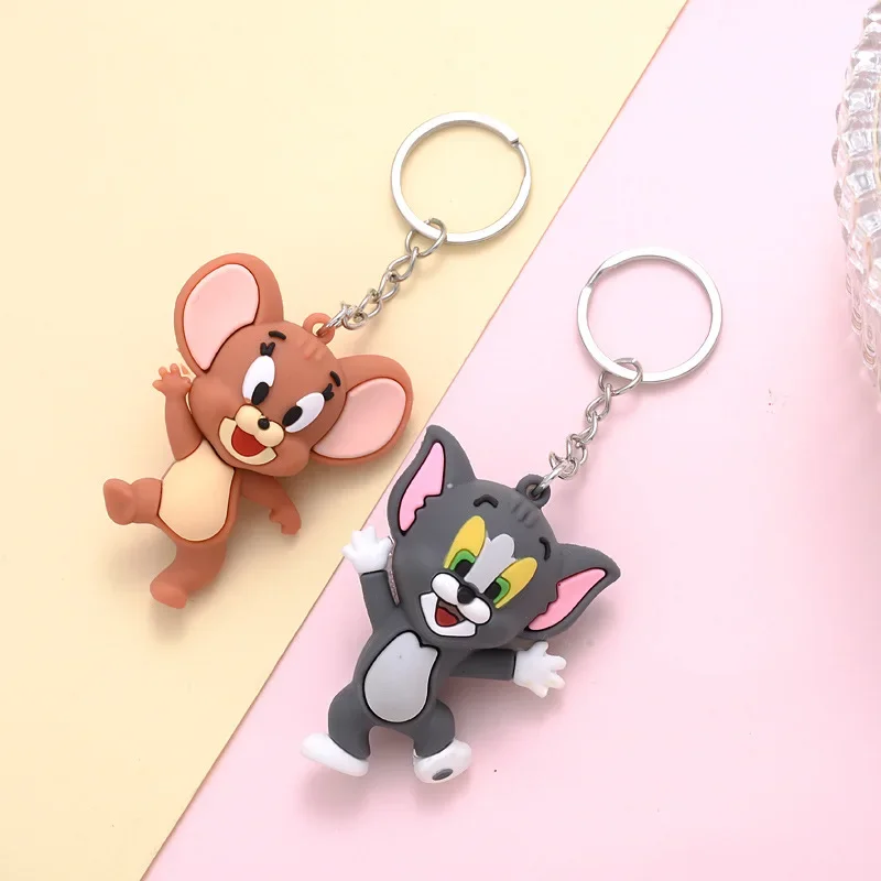 Cute Cat Mouse Keychain Cartoon Key Accessories Animal Resin Doll Bag Pendant Trendy Men Women Jewelry Gifts Wholesale