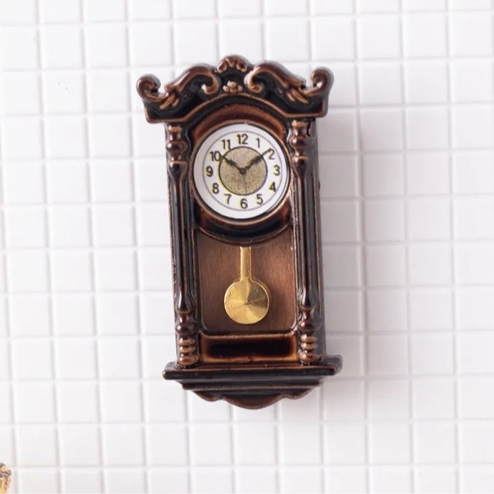 1/12 스케일 인형 집 벽시계 레트로 클래식 벽시계 모델 시뮬레이션 미니어처 벽시계