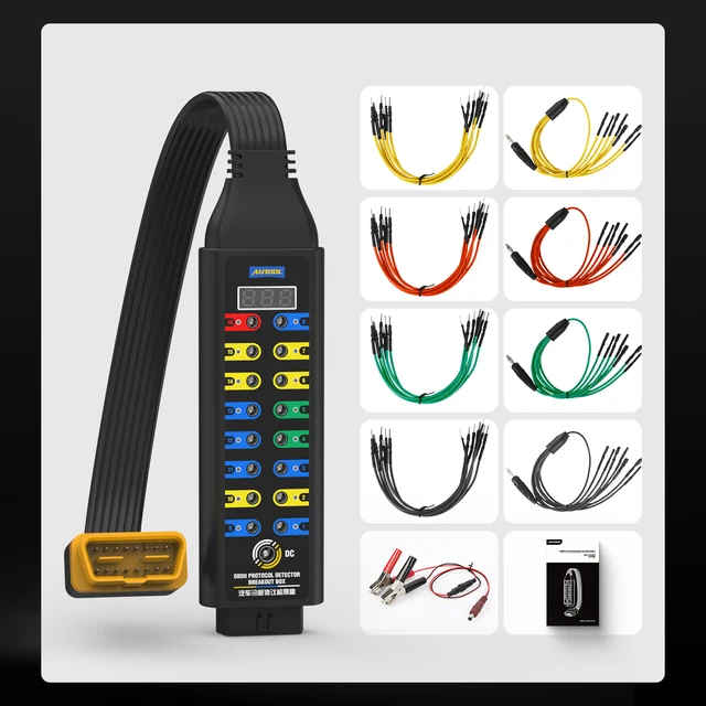 AUTOOL OBD2 Automotive Diagnostic Protocol Detector Break Out Box Tester Scan Diagbox OBDII CAN Test Auto Diagnosis Testing Tool 6
