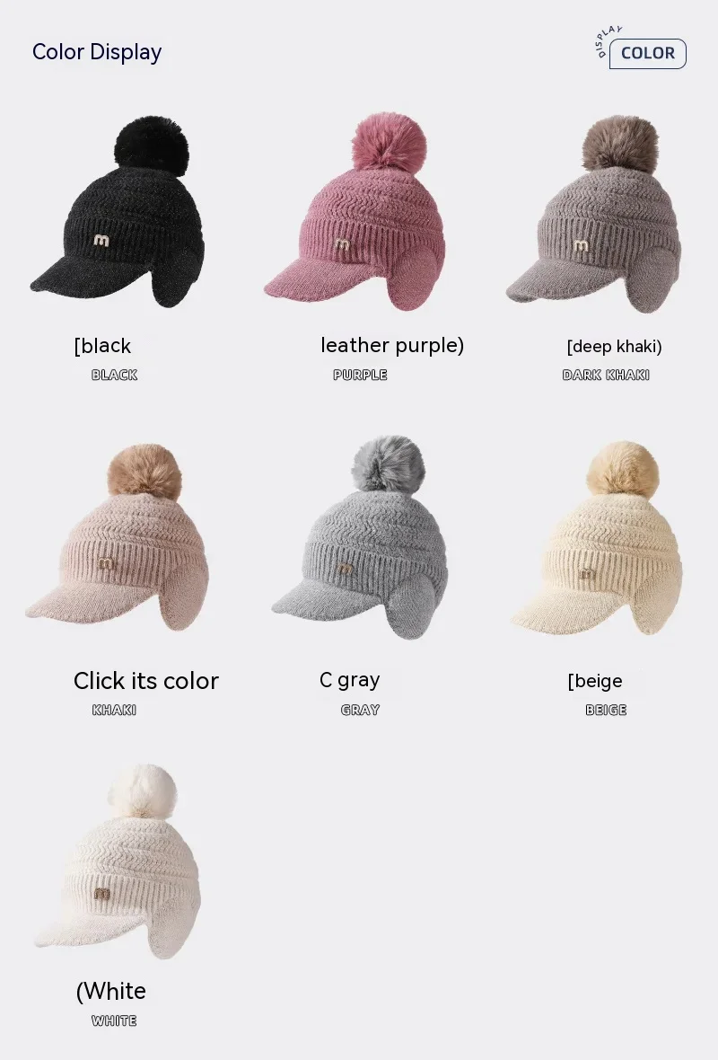 Knitted Baseball Cap With Ear Protection And Rabbit Fur Lining_voghion.com