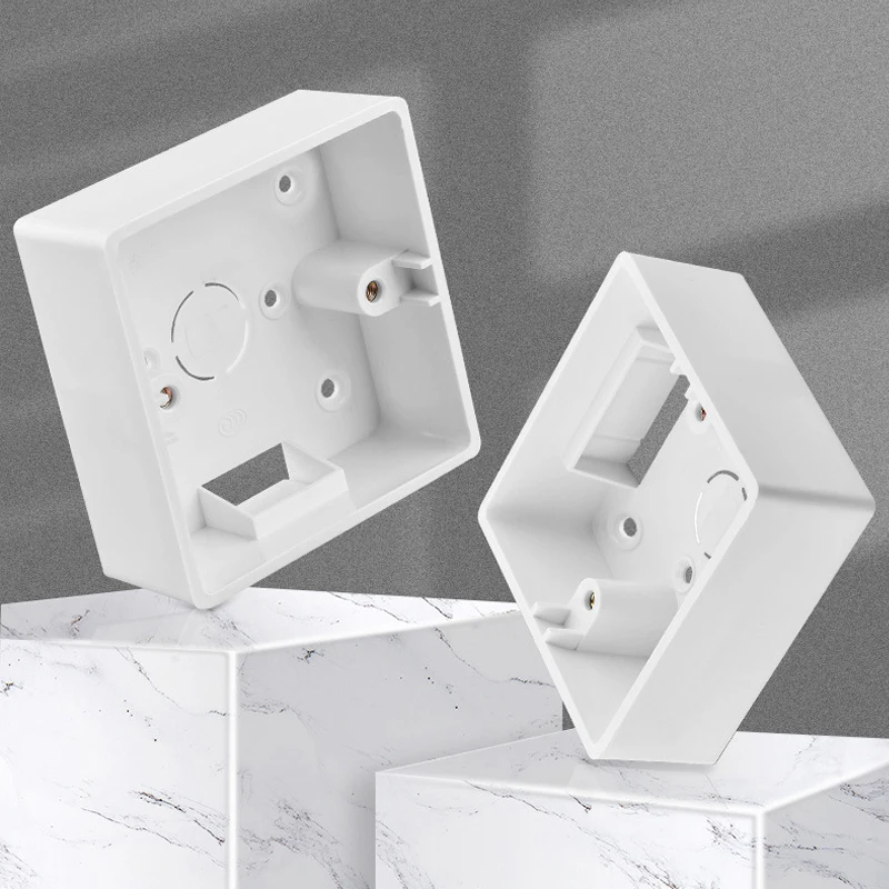 86 Type Square Installation Box Wall External Mounting Switch Box Surface Mounted Plastic Electric Socket Junction Case 1set