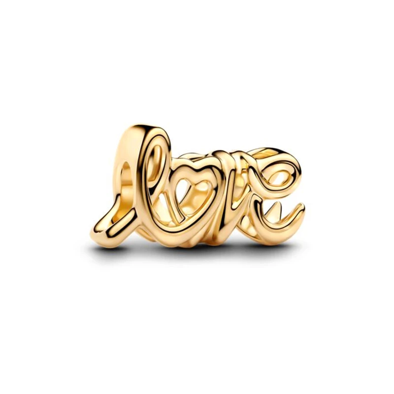 Gold Sparkling Hearts Clip Flowers Family Tree Star Love You Charm Beads Fit Original 925 Silver Bracelet DIY Women Jewelry Gift 2