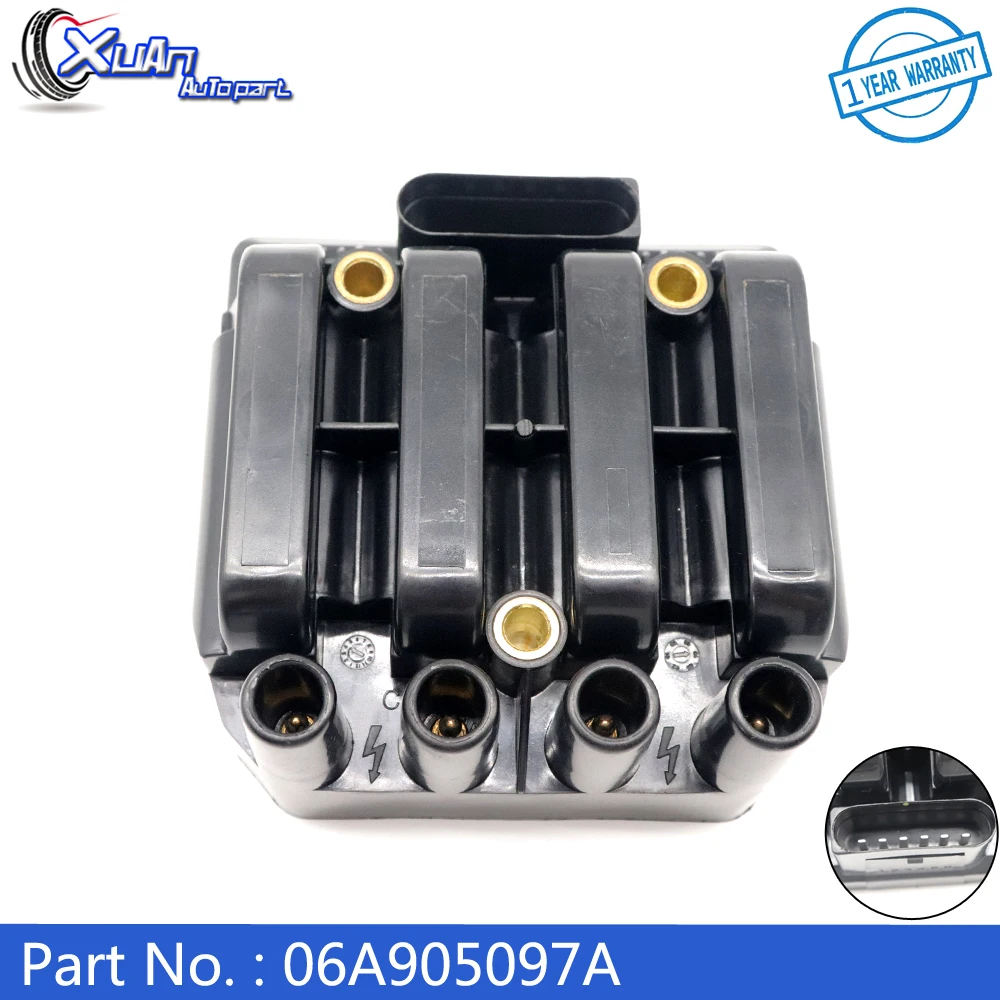 

XUAN NEW Car Ignition Coil 06A905097A For Volkswagen Bora Jetta Beetle Golf Clasico CADDY III 2.0L Skoda Octavia 06A905097 UF484