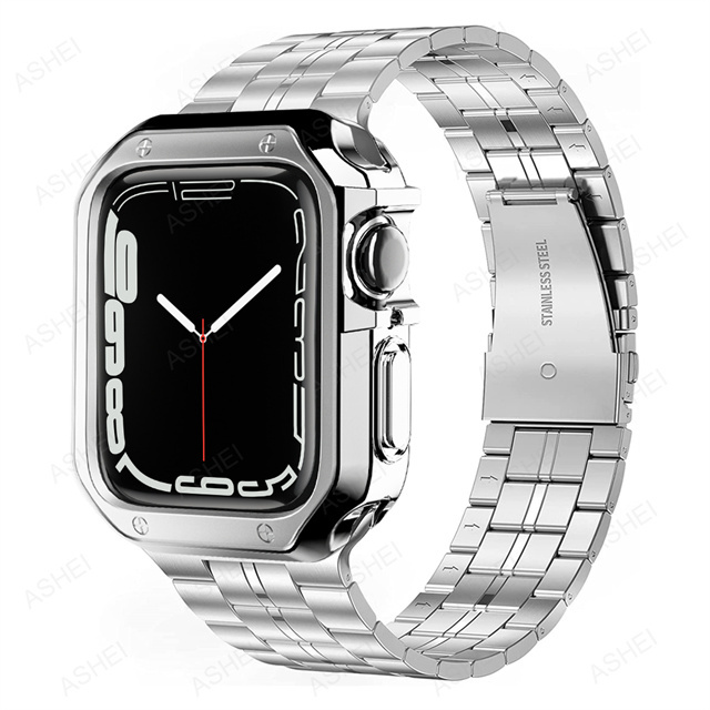 Case for Apple Watch 41mm 45mm 40mm 44mm 38mm 42mm Series 7 6 SE 5 4 3 Watch Band Ultra-thin Stainless Steel Bracelet