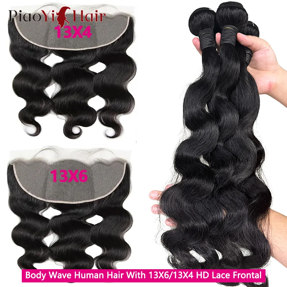 13X6 HD Lace Frontal With Body Wave Human Hair Bundles Human Hair With Closure 100% Raw Human Hair Bundles With 13X4 Frontal