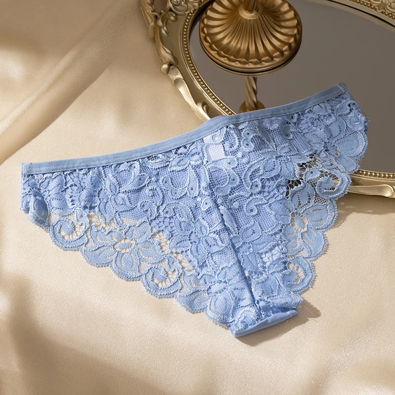 TrowBridge-Conjunto de 3 uds de bragas para mujer, ropa interior femenina de encaje dulce, lencería Sexy calada, bragas de satén de seda, calzoncillos acogedores para mujer