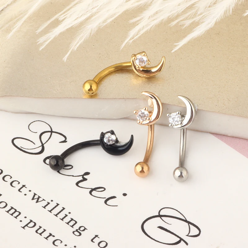 16G Stainless Steel Rook Daith Earrings for Women Belly Lip Ring Cartilage Tragus CZ Body Piercing Curved Barbell Eyebrow Rings