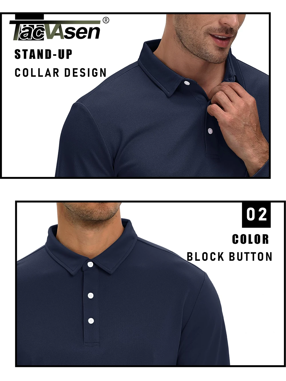 TACVASEN メンズ クイックドライ ハイキング エアソフト 長袖 ポロシャツ トップ ブラック US L TACVASEN Summer Long Sleeve Performance Quick Drying Polos T