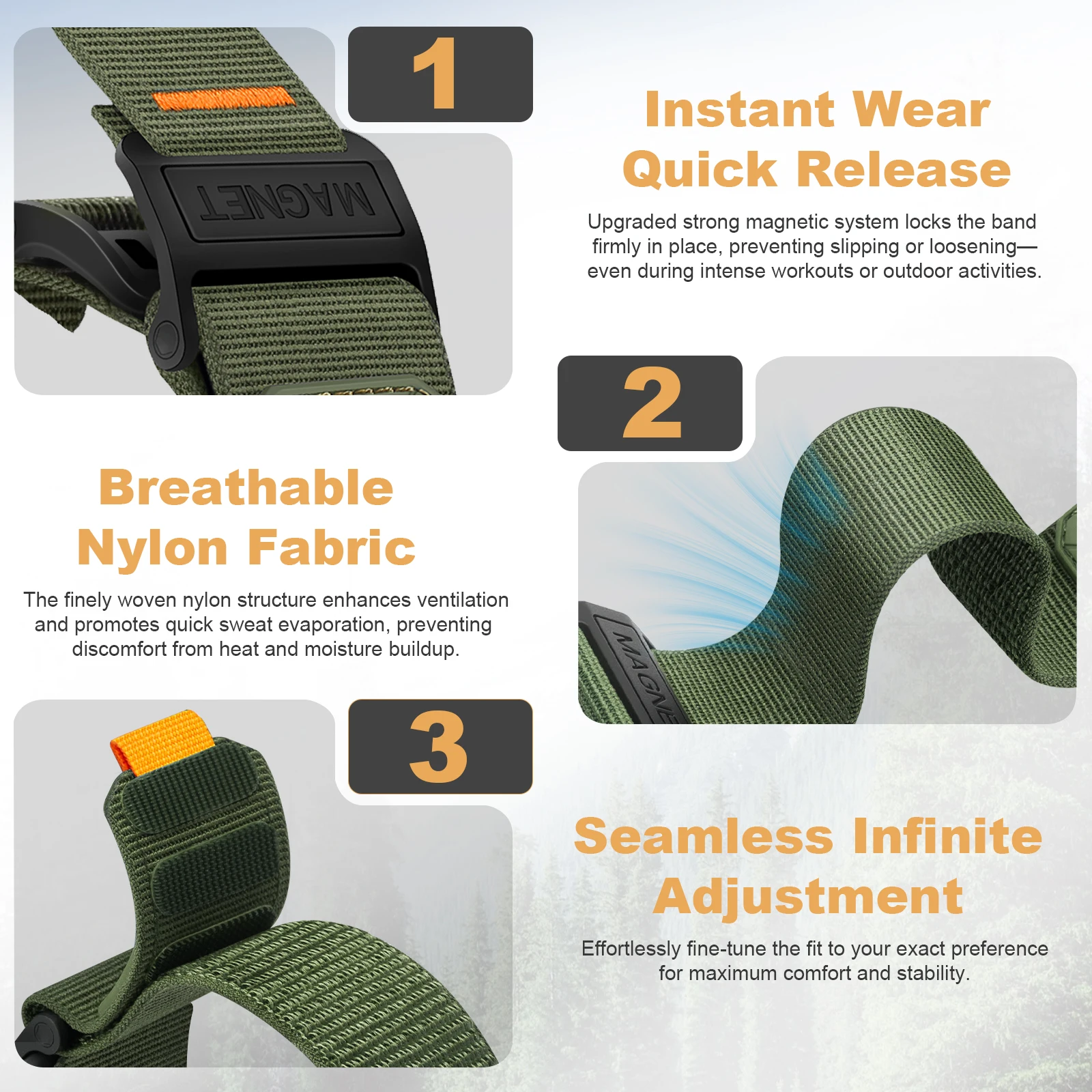 Versatile Nylon Loop Watch Strap - 22mm Band for Enhanced Comfort and Style