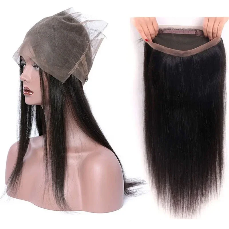 360 Lace Frontal Brazilian Straight Hair 100% Remy Human Hair Lace Frontal For Woman Transparent Swiss Soft and Silky