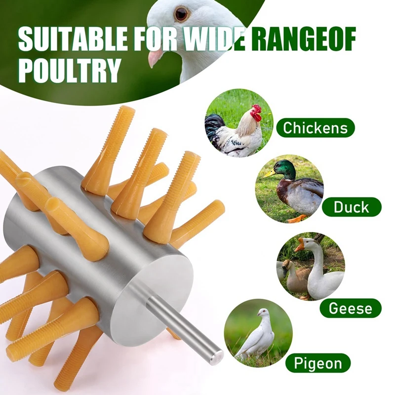 Stainless Steel Chicken Plucker Drill Attachment Chicken Feather Removal Plucker Machine 18-Fingers Chicken Plucker