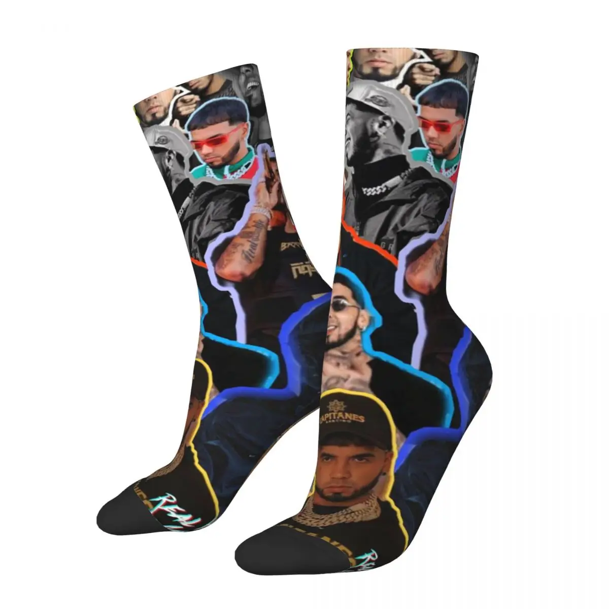 

Hip-hop Anuel AA Rapper Hip Hop Singer Soccer Socks Real Hasta La Polyester Long Socks for Unisex