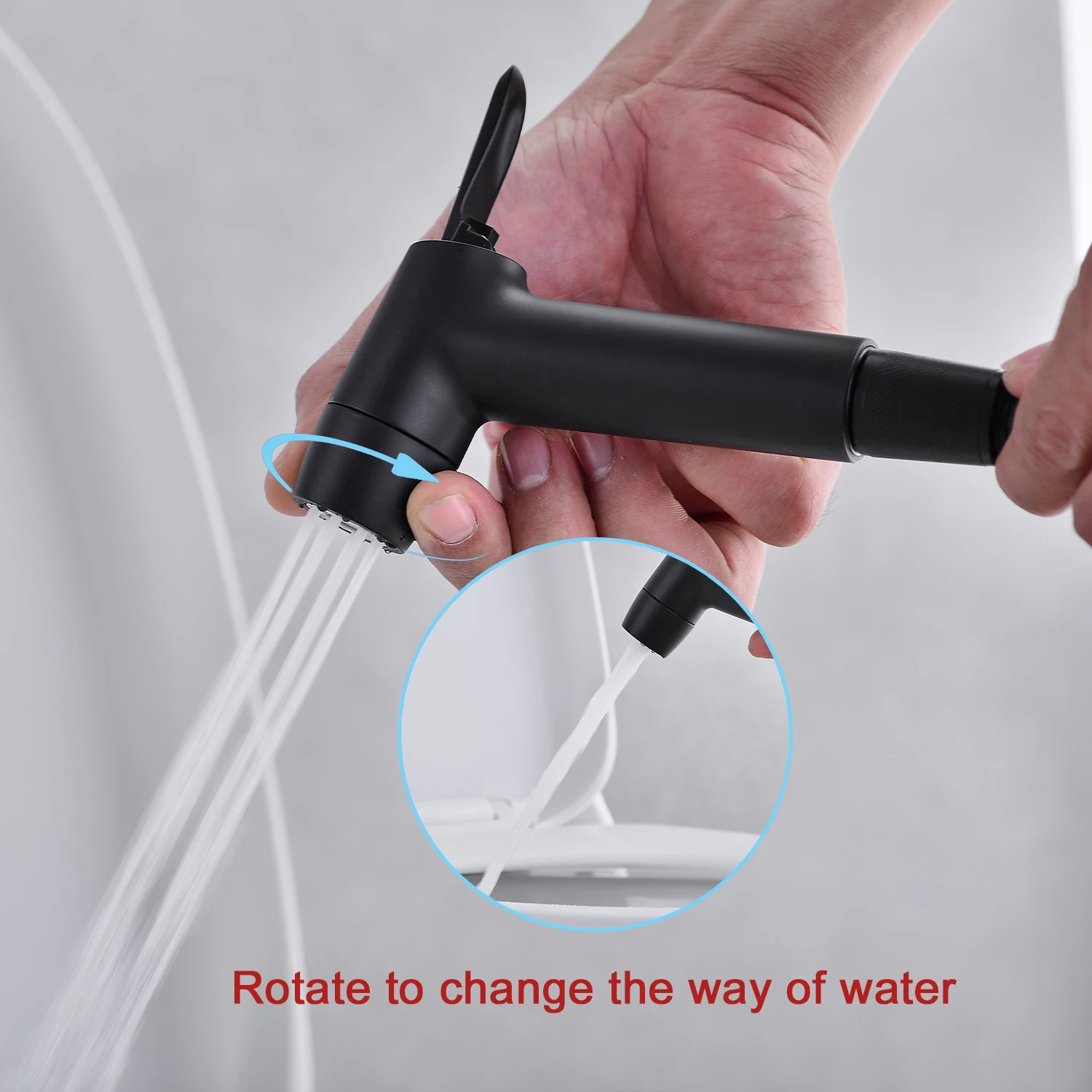 Hogedruktoiletspuitpistoolset Zwart/Zilver Messing Eén op twee uit Universele hoekklep met 1,5 M SS-slang en 2 M PVC-slang  13