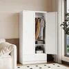 Metal Armoire Wardrobe Closet,72" Tall Wardrobe Cabinet with Drawer,2 Doors Wardrobe Closet with Adjustable Shelves and Hanging 4
