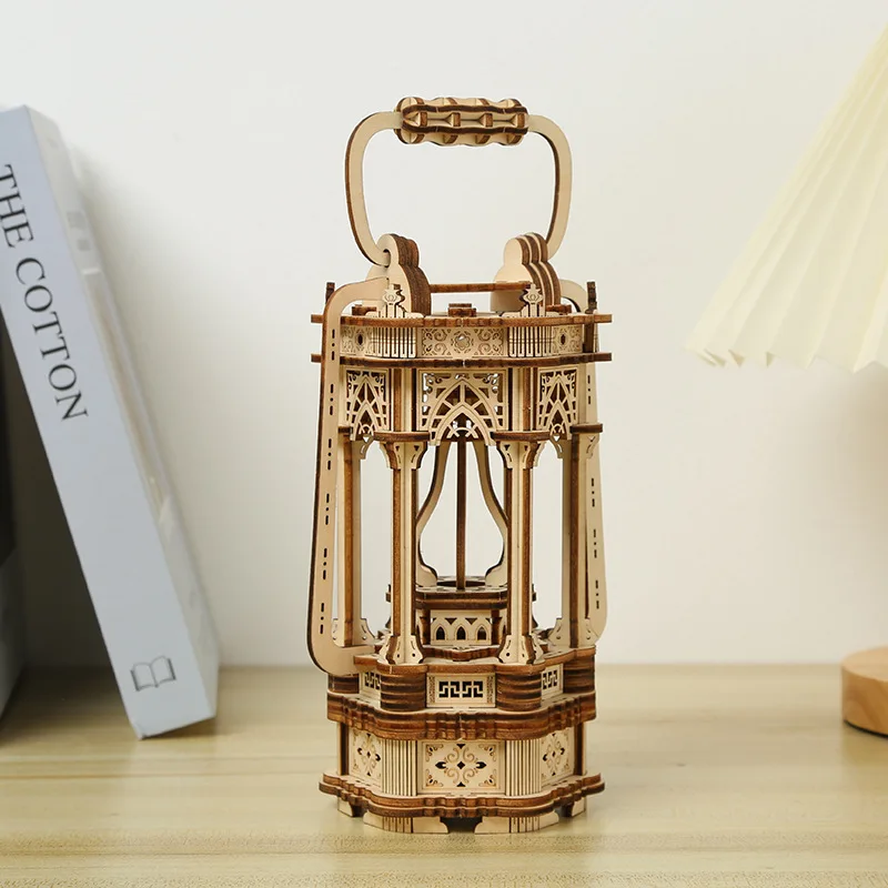 Wooden Retro Lantern 3D Puzzles Model Handmade Building Block Kits DIY Assembly Jigsaw Toy for Kids Adults Collection Gift tiff blue jewelry display stand wooden block paint props earrings necklace ring jewelry counter jewelry jewelry packaging box