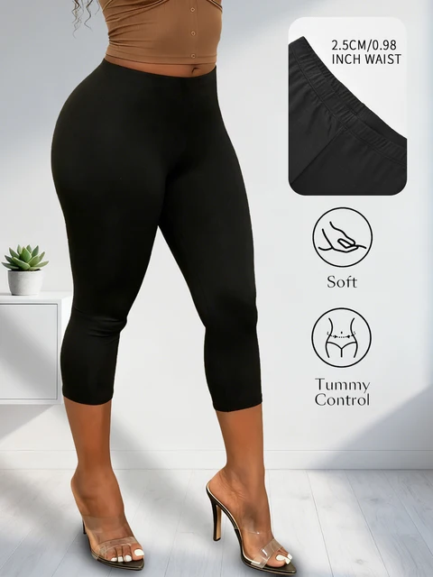 Women Athletic Capri Pants Super Soft No See Through Leggings for Workout Yoga Running 1
