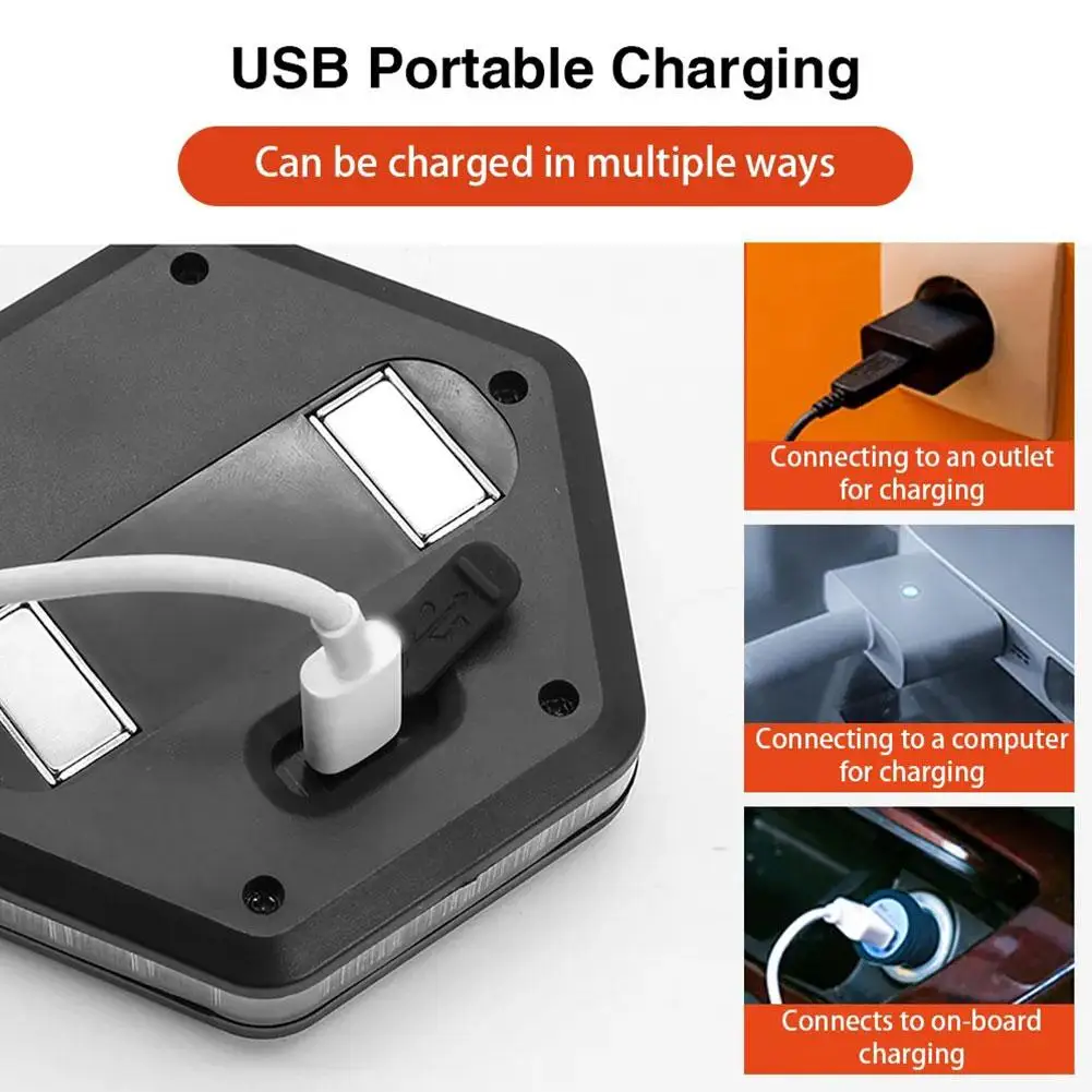 Rechargeable Yellow White LED Magnetic Warning Light for Car Safety