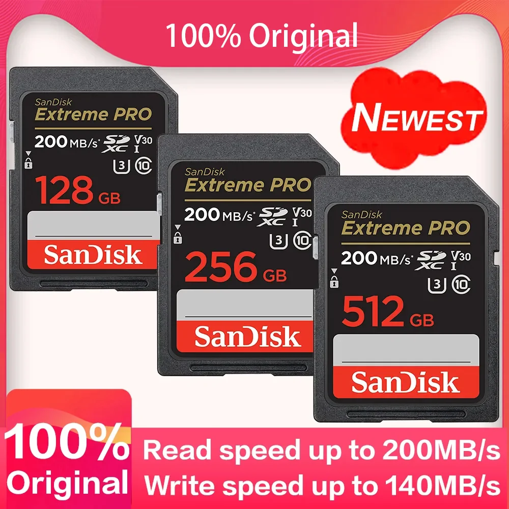 SanDisk Extreme PRO Carte SD 1 To 512G 256G SDXC 128G 64G U3 4k Lire  jusqu'à 200 MBumental C10 V30 UHS-I 32G SDHC Cartes mémoire pour appareil  photo - AliExpress