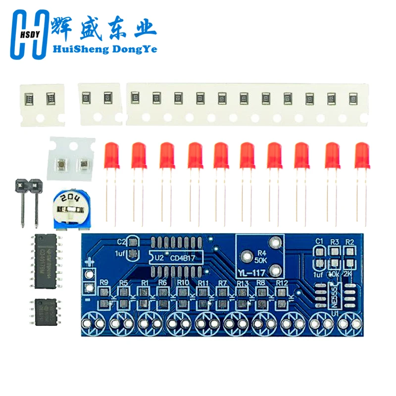 Electronics Learning Kit: Flowing LED Light Module with NE555 & CD4017