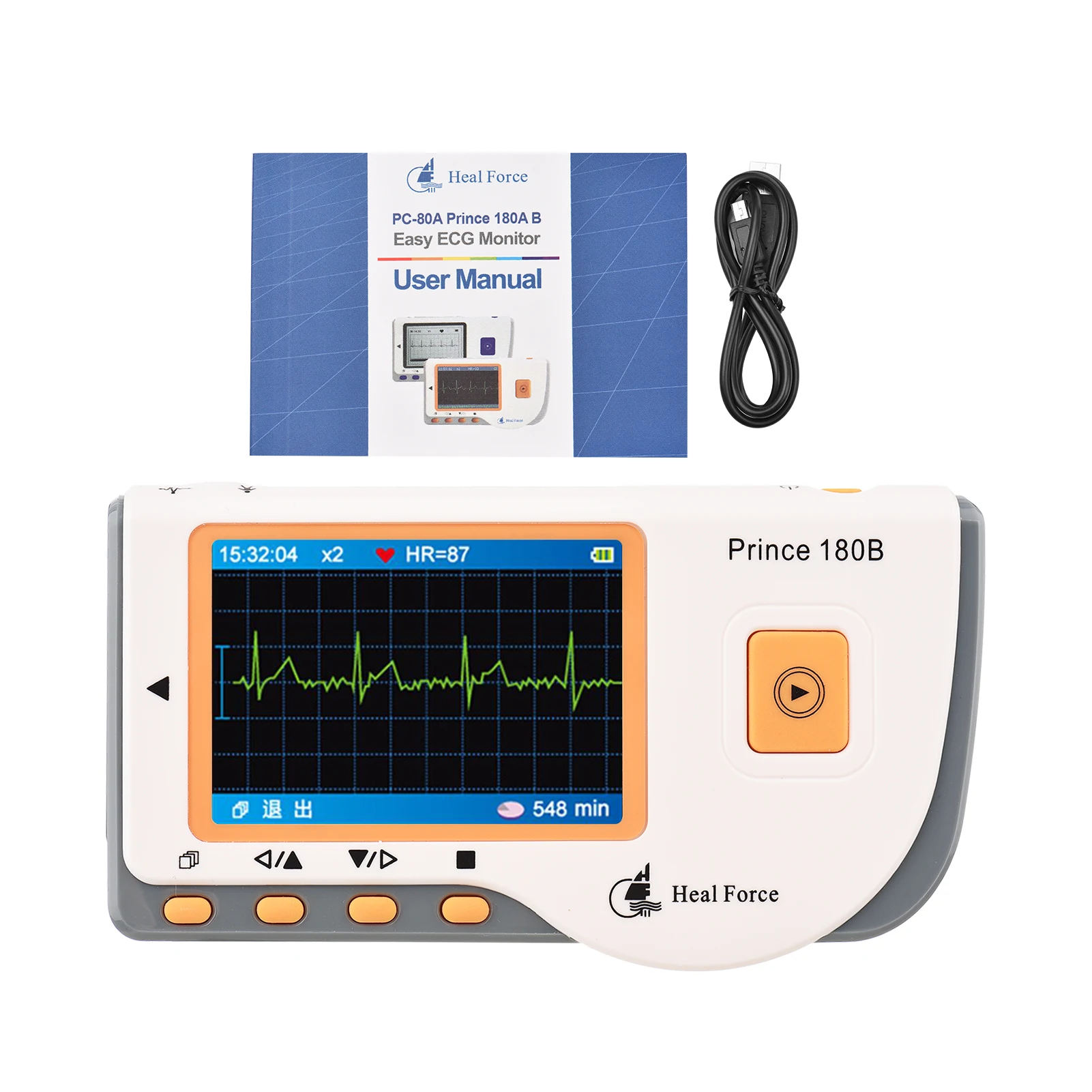 PC180B0 Portable ECG Monitor Handheld LCD Heart Rate Tracker Home EKG