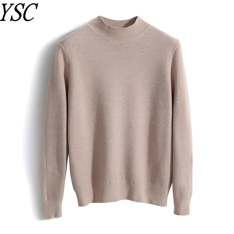 

YSC Winter New Women's Knitting wool blend sweaters Half height collar Thickened and plush high-quality Loose &warm pullover