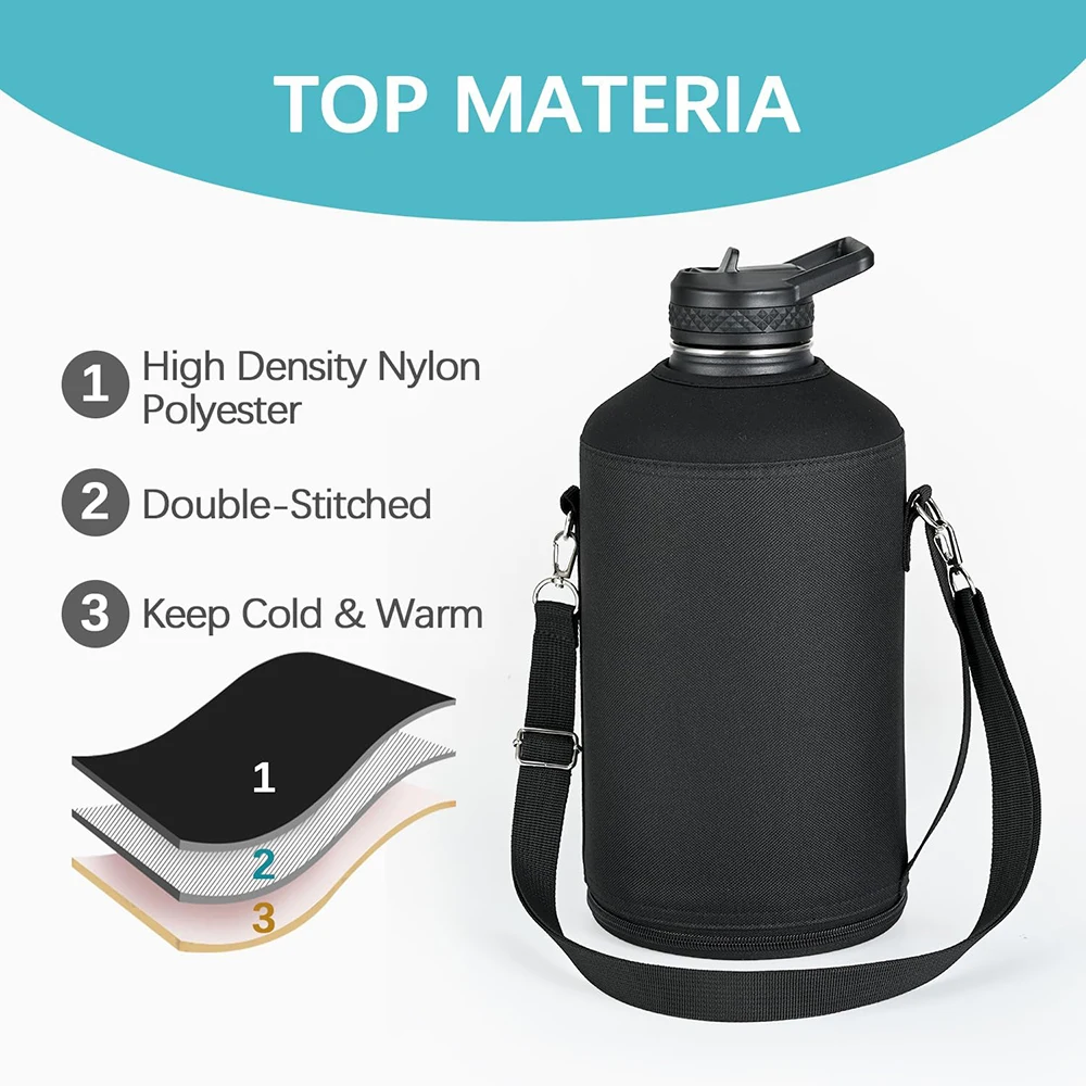 Insulated Water Bottle Carrier Bag with Adjustable Sling