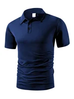 Polo d'été à manches courtes pour hommes, couleur unie, t-shirts à boutons, léger, revers, Streetwear, respirant, basique 2