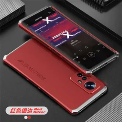 Durable Metal Armor Aluminum PC Phone Case Cover - Mi 11 Lite 5G NE (Red Silver)