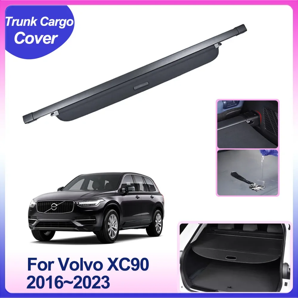 

for Volvo XC90 T6 T8 2016~2023 Rear Trunk Cargo Cover Car Partition Board Security Shield Shade Curtain Auto Interior Accessorie