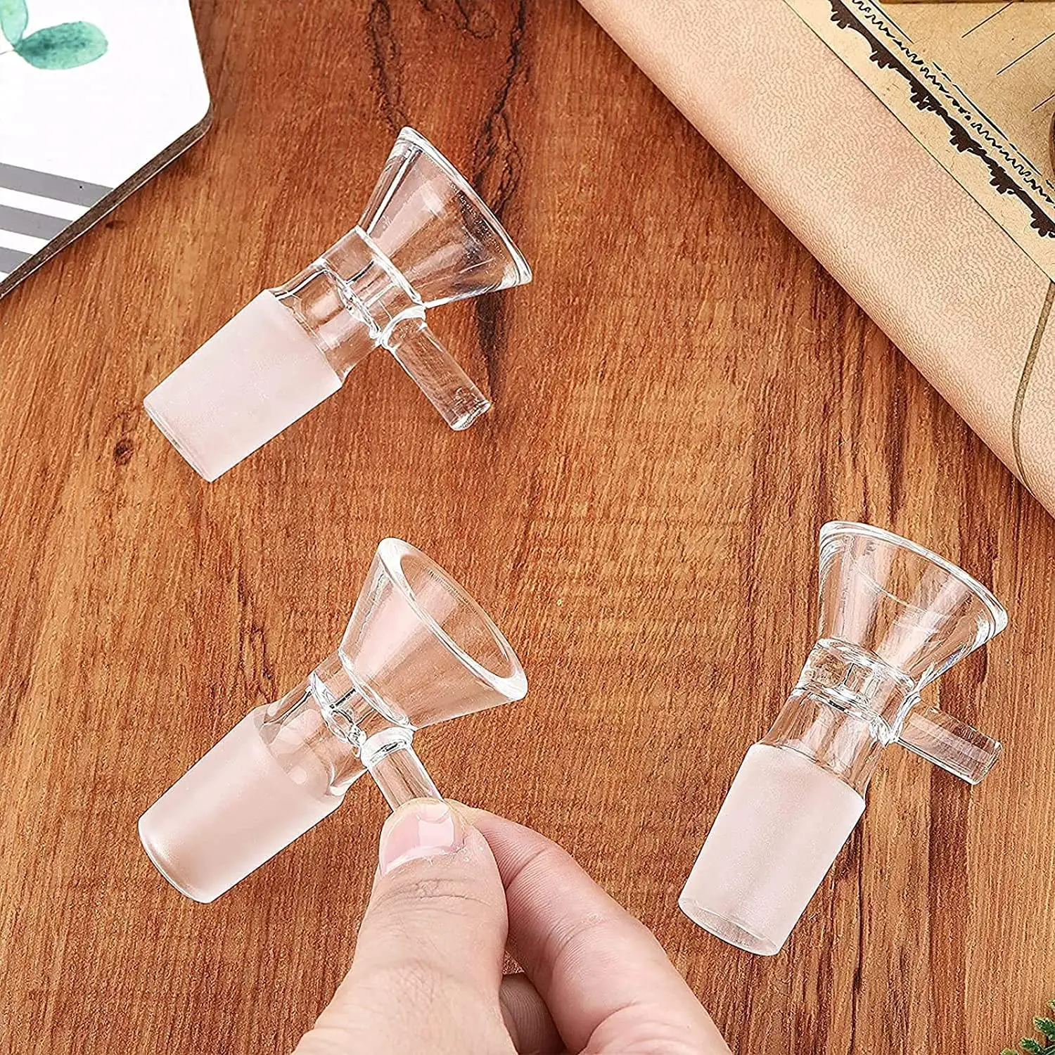 4-Piece 14mm Glass Bowl Set Decorative Transparent Glass Funnel Set Glass Bowl Set
