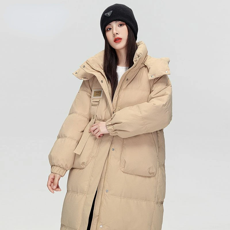 Women's Thick Overcoat Down Big Pocket Jacket Autumn Winter Parkas New Windproof Hooded Outwear Fashion Mid-length  Warm Coat