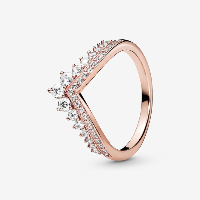 Sterling Silver Rings For Women Original Tiara Heart Wishbone Engagement Rose Gold Wedding Stacking Ring Crystals Jewelry