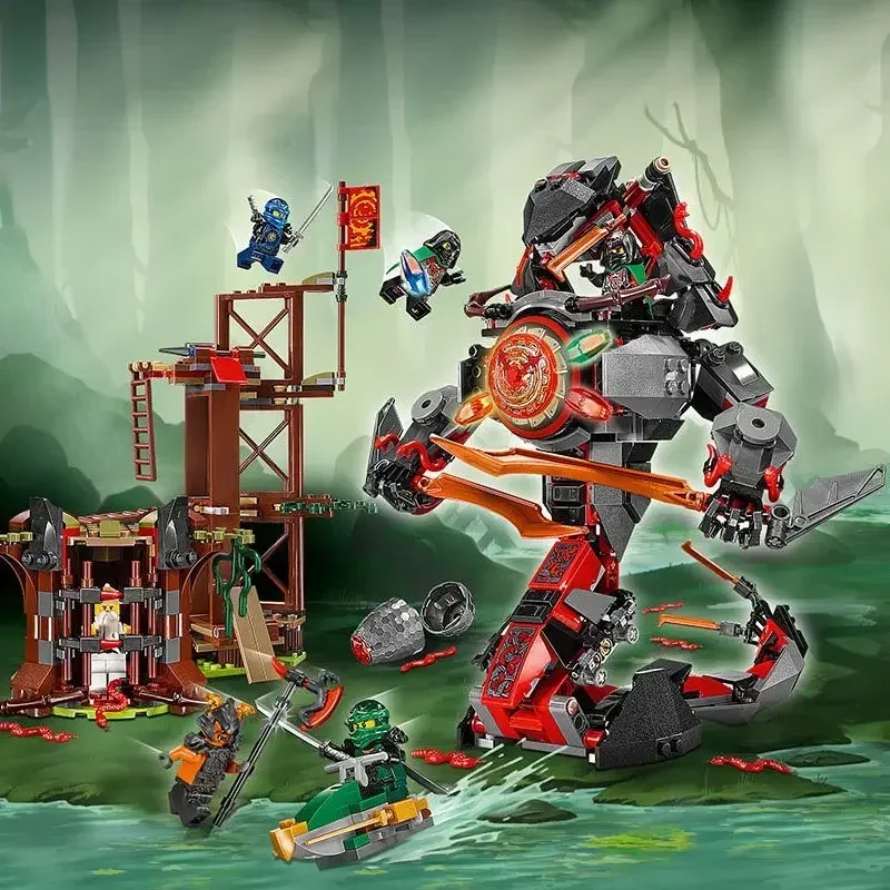 734PCS Kompatible Stadt Ninjagoing Spielzeug Dawn of Iron Doom Actionfiguren Bausteine Spielzeug Geburtstagsgeschenk für Kinder
