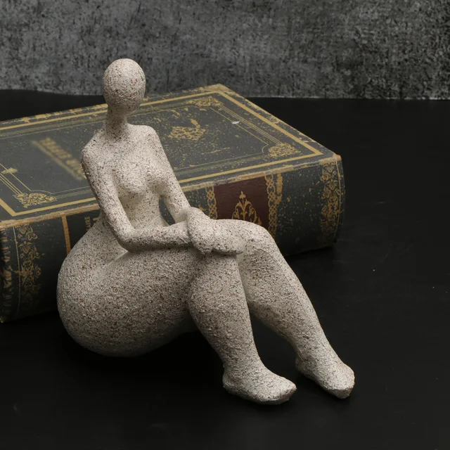 1pc, Sandstone Resin Chubby Woman Statue Handmade Sandstone Abstract Art Home Living Room Office Cabinet Tabletop Entryway Dec