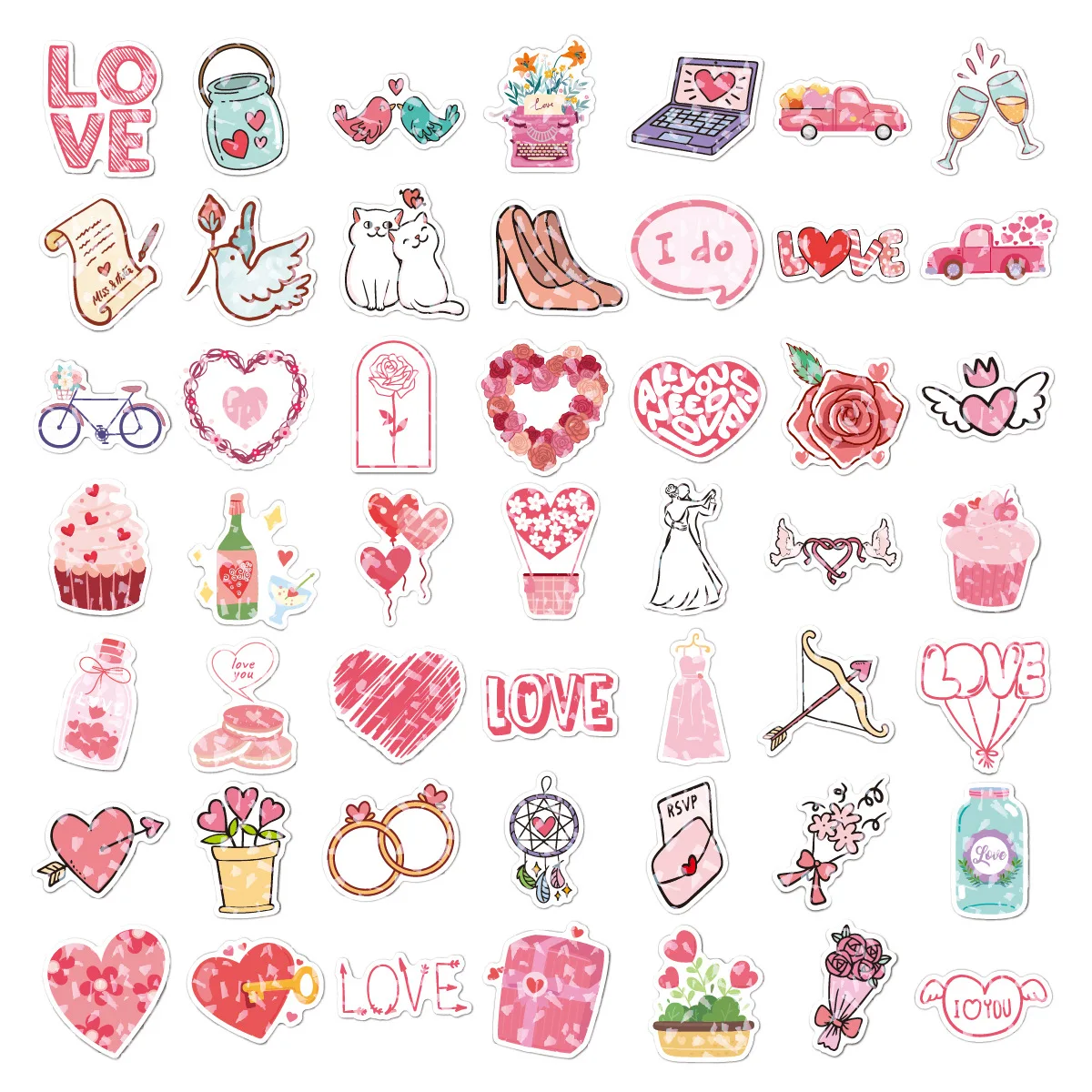 50/100pcs Flash Pink Love Sticker Water Cup Guitar Skateboard Decoration  Valentine's Day Waterproof Laptop Skin Cute Phone Case - AliExpress