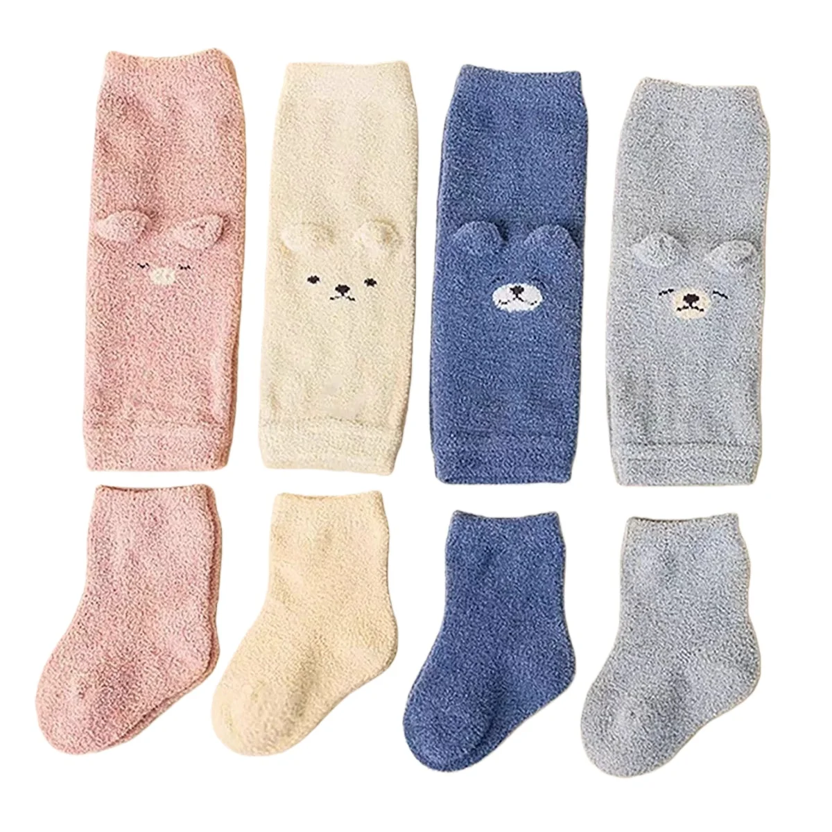 Cute Newborn Leg Warmer Socks Set Thickened Winter Baby Mittens Over Knee Protective Kneepad Infant Protection Socks