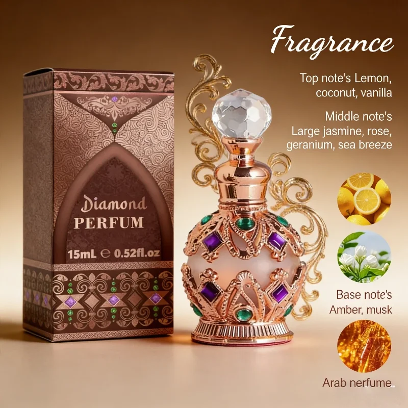 15ML Árabes Originales Perfume Woman Charming Rose Jasmine And Vanilla Floral Scents Long-lasting Pheromone Fragrance_voghion.com