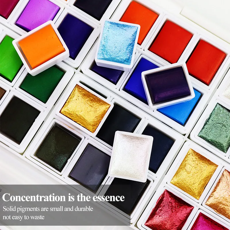 Angel Mark Professional Solid Watercolor Paint Set Portable Drawing Pearlescent Watercolor Pigment For Painting Art Supplies
