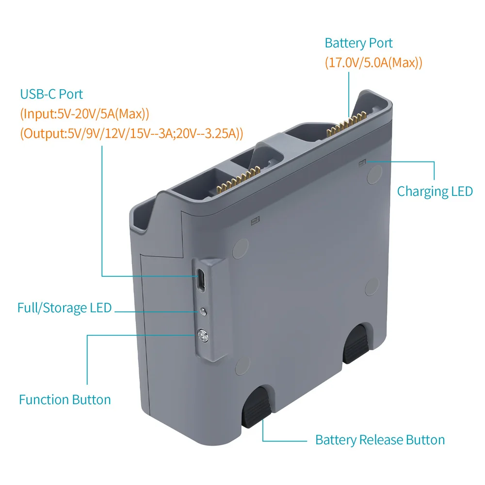 Chargeur 2 en 1 pour DJI Air 3 - Hub USB Batterie et Télécommande