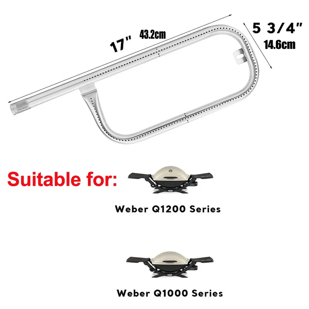 For Weber Q100 Q120 Q1000 Q1200 BABY Q Grill Burner Tube Replacement 304 Stainless Steel 43.2x14.6cm Barbeque Accessories
