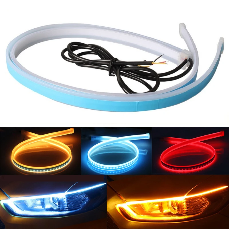 2 Pièces étanche Flexible Universel Voiture LED DRL Diurne Nuit Lumière De Course Flux Fonctionne Phare LED Bande Ein Clignotant Lumière